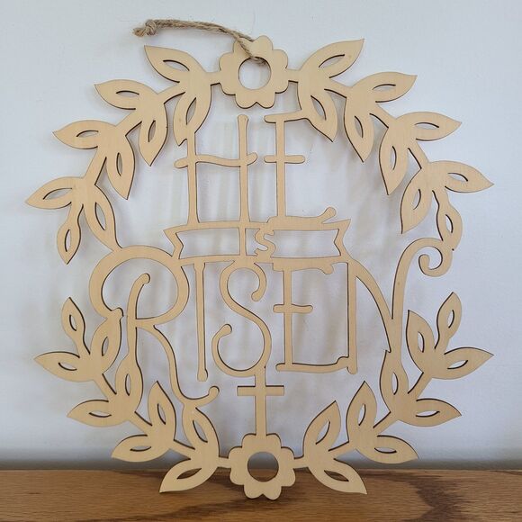 He Is Risen Easter Decor Hanging Wood Sign And Resin Figurine Easter Religious - Picture 9 of 10